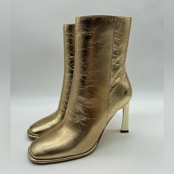 MICHAEL Michael Kors Kelsea Bootie Pale Gold Leather Heeled Ankle Boots 6M NWB - Picture 5 of 12